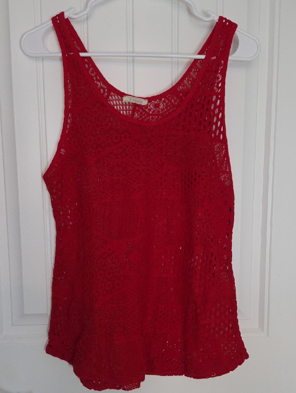Nicolette Red Crochet Scoop-Neck Tank